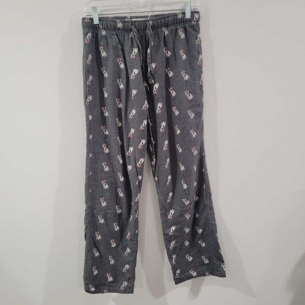 Old Navy Womens Flannel Pajama Pants Size Small Dog Print Santa Frenchie Lounge